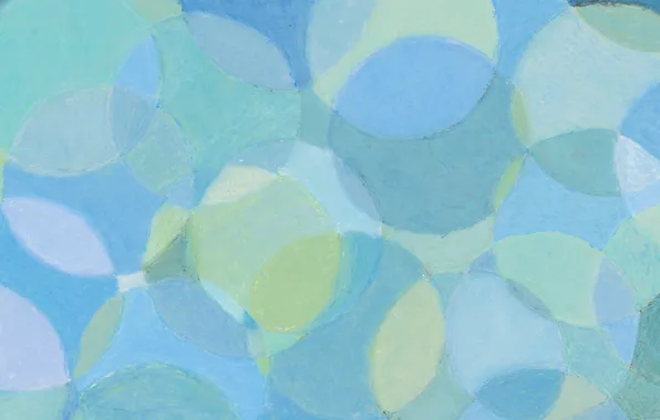 Circles, abstraction, blue, green, painting