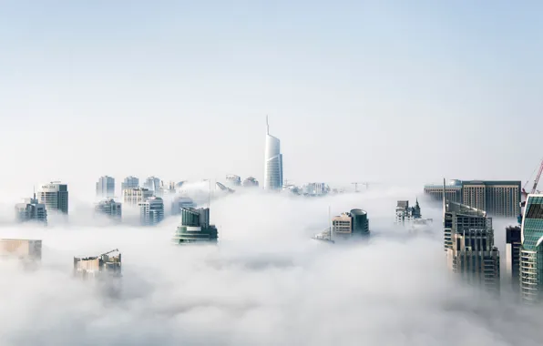 Fog, The city, House, Building, City, House, Dubai, Architecture