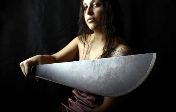 Girl, mood, machete
