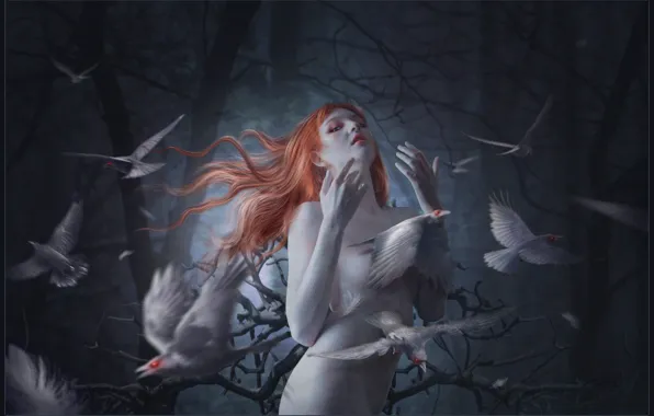 Girl, Gothic, crows, by 1simplemanips1