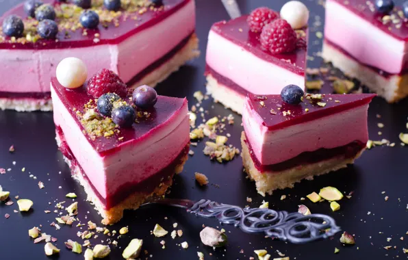 Berries, cake, cream, dessert, jelly, raspberry, J.Chizhe