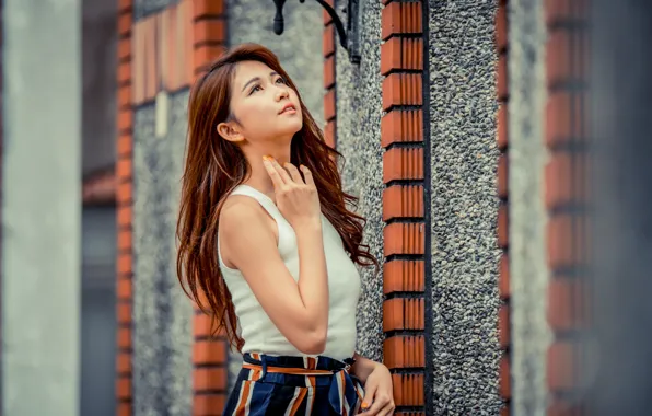 Girl, Asian, cutie, bokeh