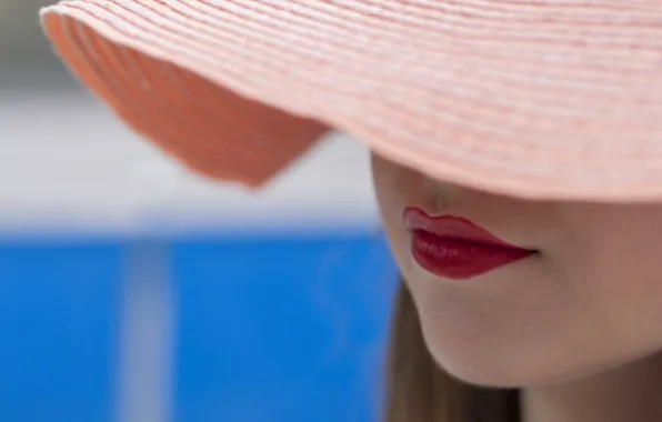 Summer, hat, lipstick, lips