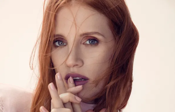 Picture portrait, actress, red, Jessica Chastain