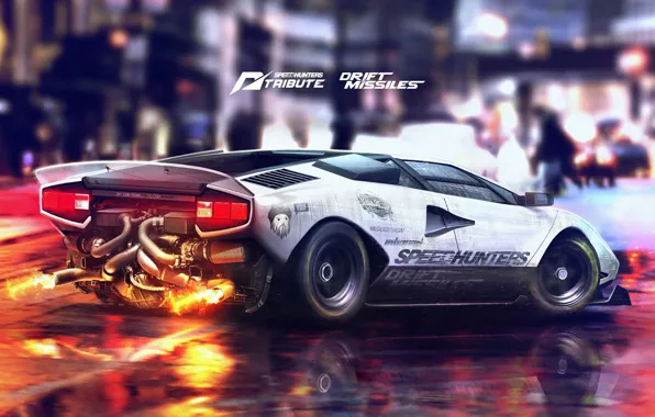 Auto, Figure, Lamborghini, White, Fire, Machine, Car, Car