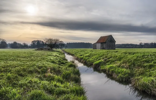Field, house, channel