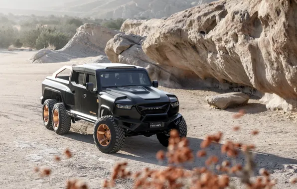 Pickup, Rezvani, 2020, Hercules 6x6, near the rocks