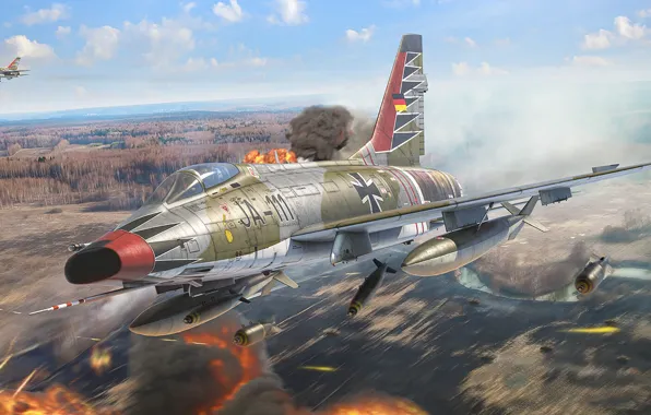 Fighter-bomber, Air force, supersonic, North American F-100 Super Sabre, Antonis (rOEN911) Karidis, American single - …