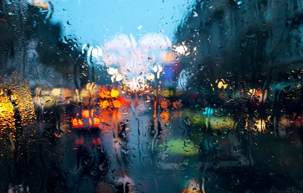 Picture macro, the city, rain