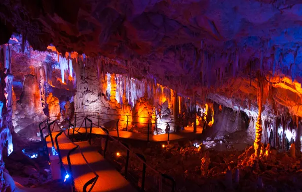 Road, color, light, cave, relief, dungeon, cave, stalagmites