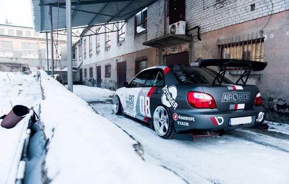 Subaru, Snow, WRX STI, Sedan, Garage, Rear, Impreza WRX STI, JR Wheels