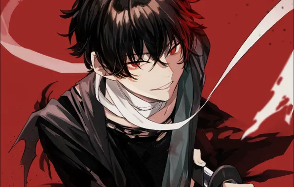 Look, smile, guy, brunette, bandages, Touken Ranbu, Dance Of Swords
