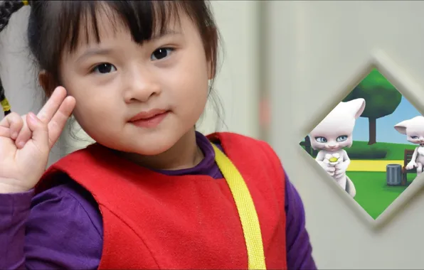 Girl, Asian, gesture, little girl, asian girl, gesture, for kids, for kids
