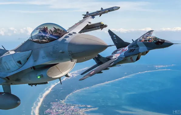 Sea, Fighter, Lantern, F-16, The MiG-29, Pilot, F-16 Fighting Falcon, Cockpit