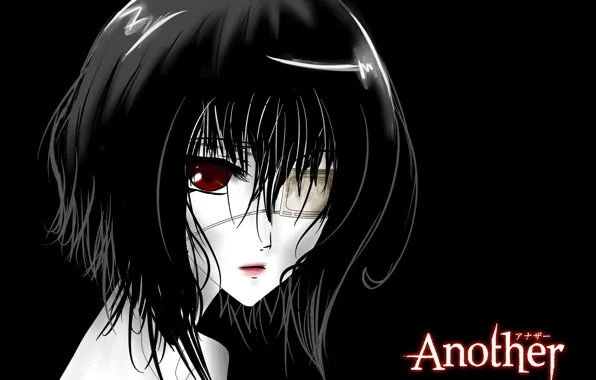 Void, hopelessness, loneliness, black background, red eyes, eye patch, other, Another