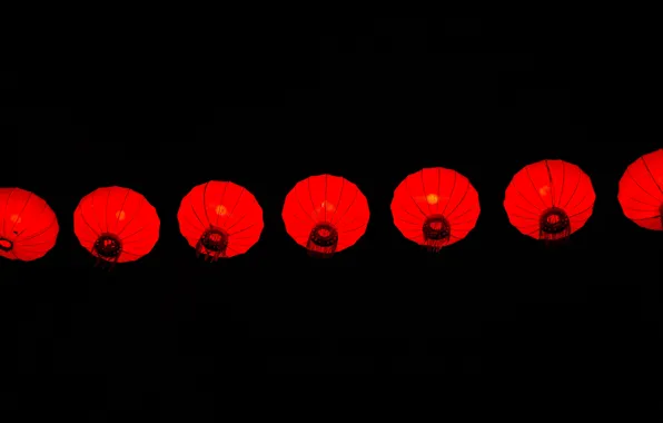 Picture background, black, minimalism, lanterns, Chinese lanterns