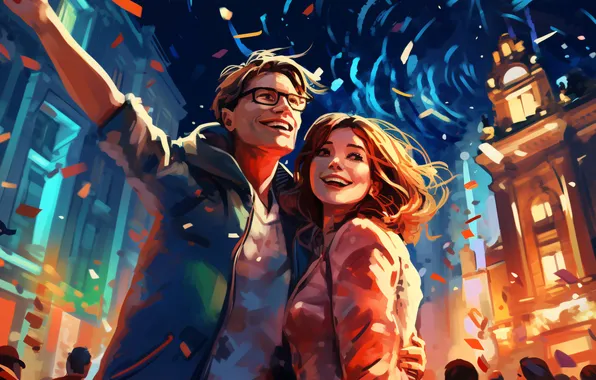 Picture Home, Girl, Night, Smile, People, Christmas, New year, Guy