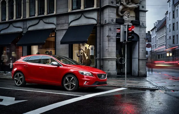 Red, Home, Volvo, Street, Shop, V40