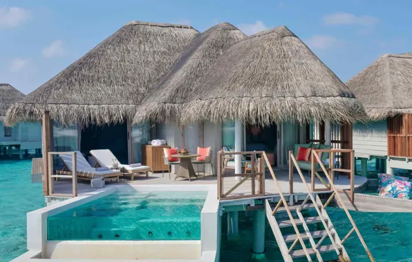 The ocean, The Maldives, resort, Laguna, Maldives, Bungalow, Water Villa, Kanuhura Grand