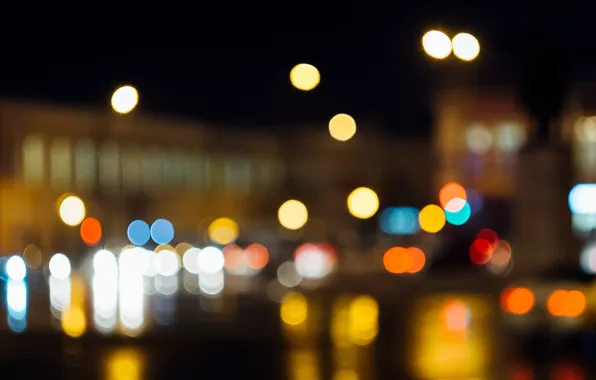 Picture night, the city, lights, bokeh