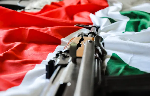 Picture weapon, AK-47, flag, syria, syrian flag