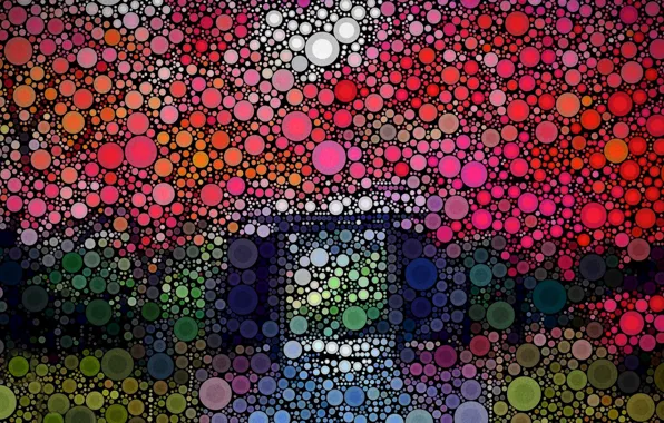 Leaves, trees, circles, color, gate, yard, entrance