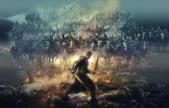 The film, warrior, fantasy, battle, Russia, swords, riders, poster
