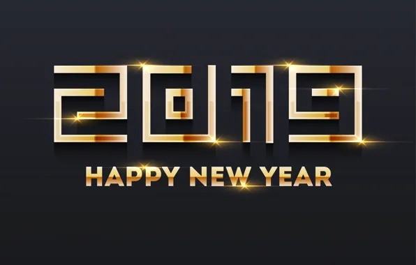 Gold, New Year, figures, golden, black background, black, background, New Year