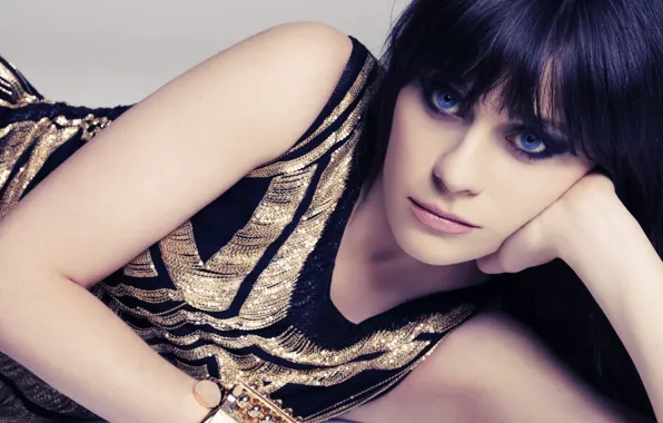 Eyes, look, blue, Zooey Deschanel