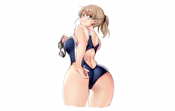 Girl, sexy, ass, anime, blue eyes, beautiful, short hair, pretty