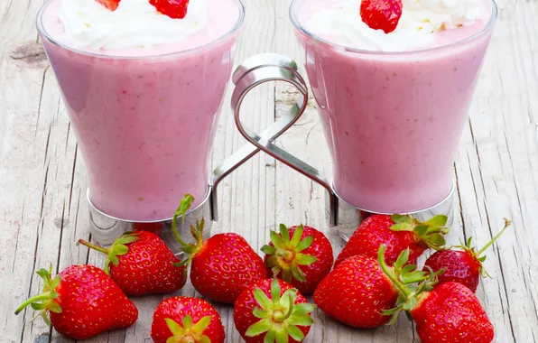 Picture glass, berries, strawberry, cocktail, dessert, yogurt, milk