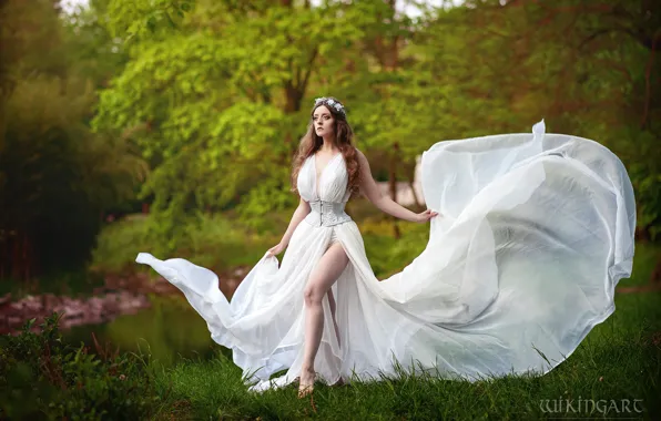 Girl, nature, pose, style, makeup, costume, outfit, image