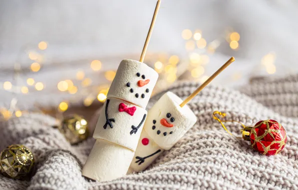 Christmas, candy, New year, snowmen, snowman, a couple, Duo, faces