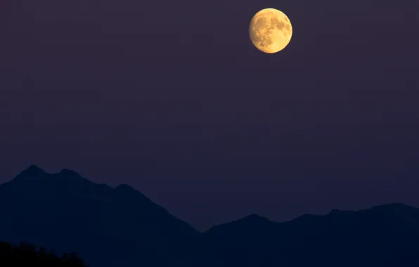 Picture the sky, mountains, night, nature, rocks, the moon