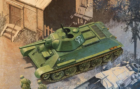 Figure, Tank, Soviet, T-34/76, Average, 1942, 5 f-34, Thirty-four