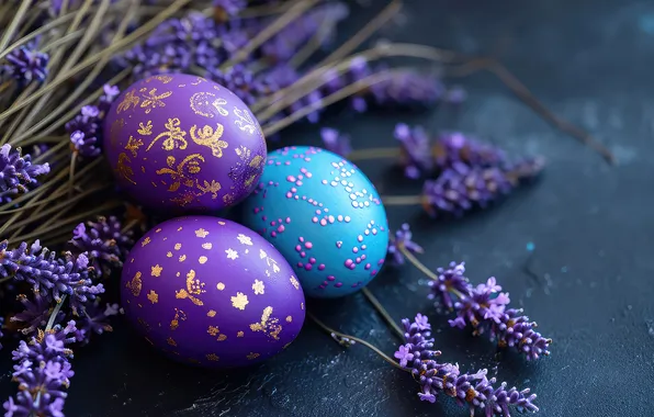 Flowers, eggs, spring, colorful, Easter, happy, flowers, spring