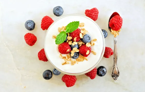 Berries, Breakfast, muesli, yogurt