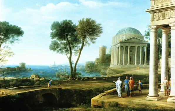 Picture picture, Claude Lorrain, mythology, Claude Lorrain, Landscape with Aeneas in the Dellos