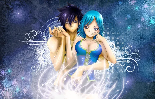 Picture girl, anime, guy, Ice and water