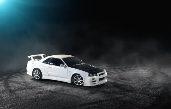 White, Nissan, white, Nissan, Skyline, R34, skyline