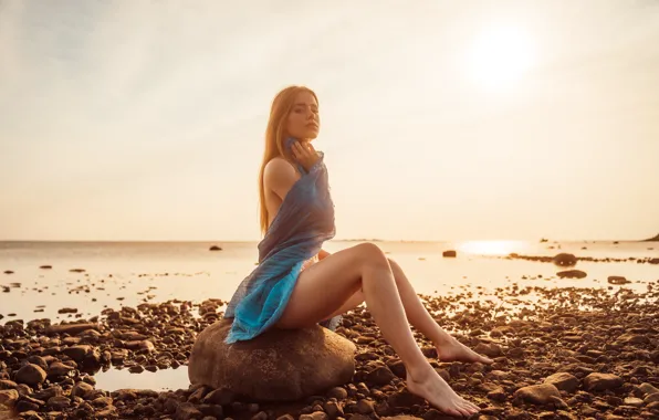 Ass, beach, sky, legs, sea, rocks, model, women
