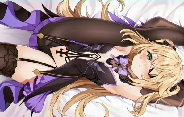 Girl, sexy, lingerie, cleavage, panties, thighhighs, long hair, boobs