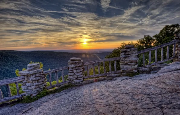Sunset, panorama, Playground, West Virginia, Coopers Rock State Forest