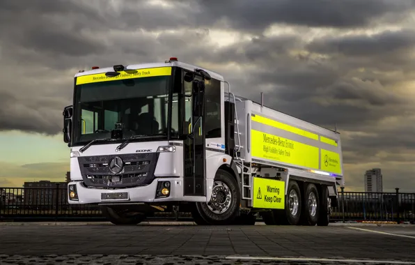 Picture white, Mercedes-Benz, truck, four-axle, Econic