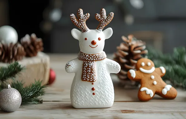 Board, deer, cookies, Christmas, man, New year, horns, figurine