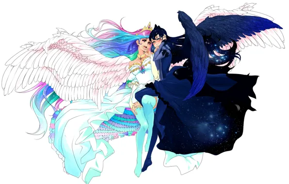 Picture night, wings, stockings, crown, the demon, day, white background, tail