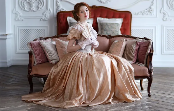 Picture look, girl, style, sofa, pillow, dress, Princess, Albina Khusainova