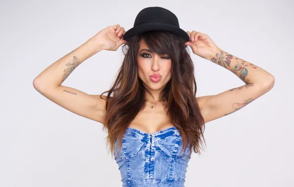Women, 1920x1080, models, tattoos, Alie Laius, hats