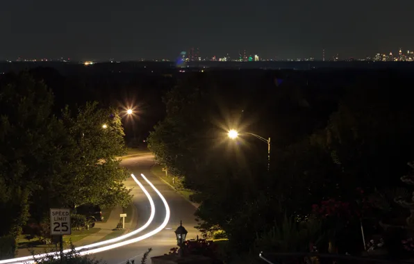 Picture road, night, city, street, The city, lights, road, night