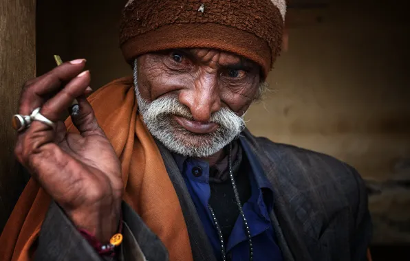 Man, portrait, india, gujarat